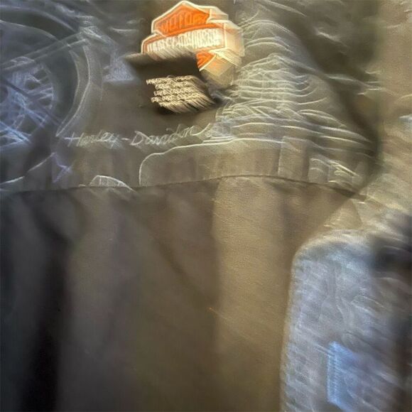 Harley-Davidson Men's M Black Graphic Print Button-Up Shirt - Picture 6 of 8